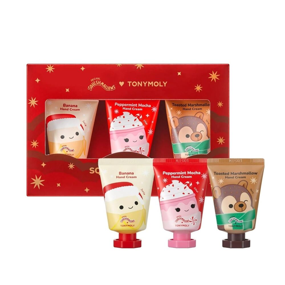 TONYMOLY x Squishmallows Holiday Hand Cream Set Banana Marshmallow Peppermint